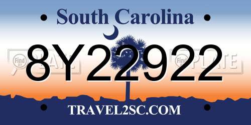 8Y22922 South Carolina License Plate