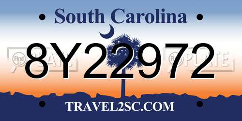 8Y22972 South Carolina License Plate