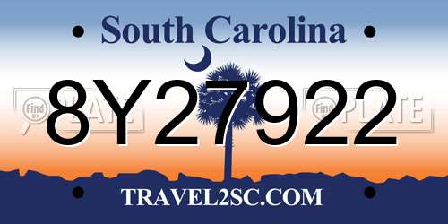 8Y27922 South Carolina License Plate