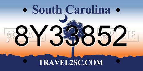 8Y33852 South Carolina License Plate