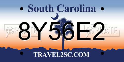 8Y56E2 South Carolina License Plate