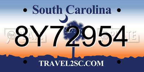 8Y72954 South Carolina License Plate