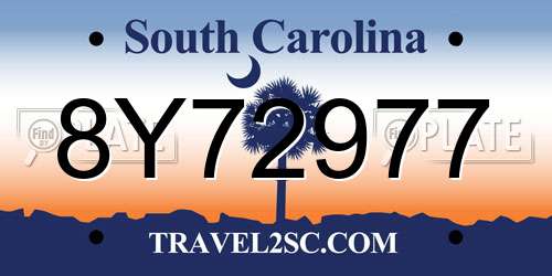 8Y72977 South Carolina License Plate