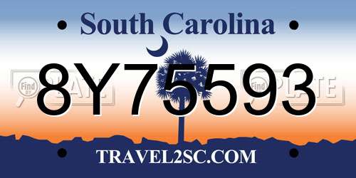 8Y75593 South Carolina License Plate