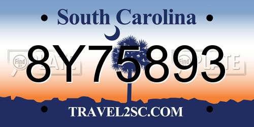 8Y75893 South Carolina License Plate