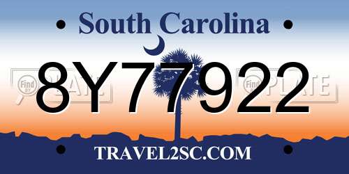 8Y77922 South Carolina License Plate