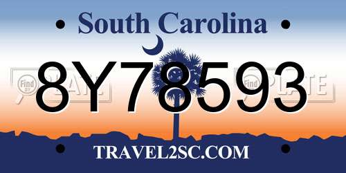 8Y78593 South Carolina License Plate