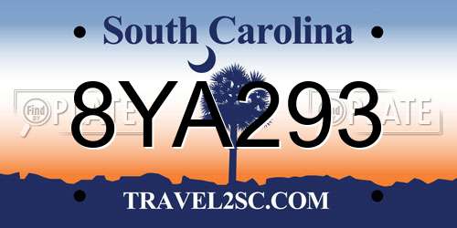 8YA293 South Carolina License Plate