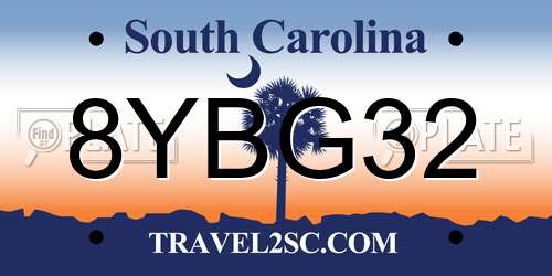 8YBG32 South Carolina License Plate