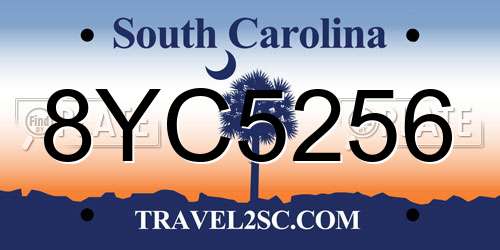 8YC5256 South Carolina License Plate
