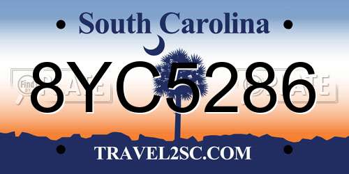 8YC5286 South Carolina License Plate