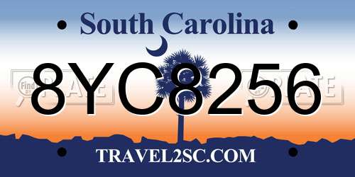 8YC8256 South Carolina License Plate