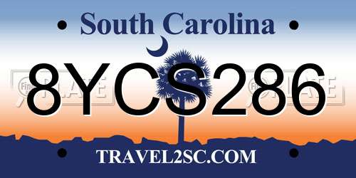 8YCS286 South Carolina License Plate