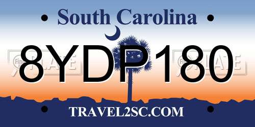 8YDP180 South Carolina License Plate