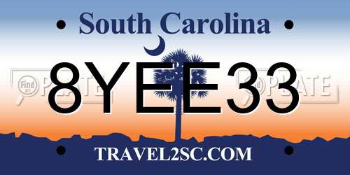 8YEE33 South Carolina License Plate
