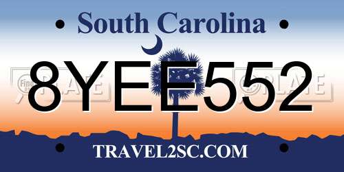 8YEE552 South Carolina License Plate