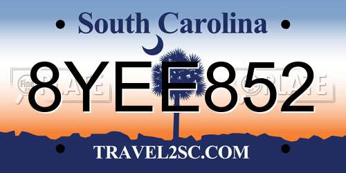 8YEE852 South Carolina License Plate