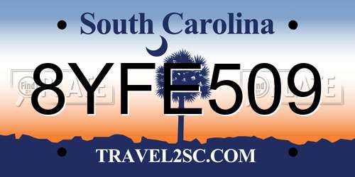 8YFE509 South Carolina License Plate