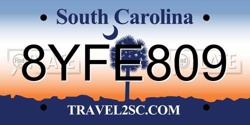 8YFE809 South Carolina License Plate