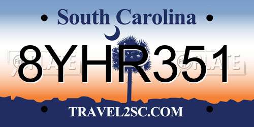 8YHR351 South Carolina License Plate