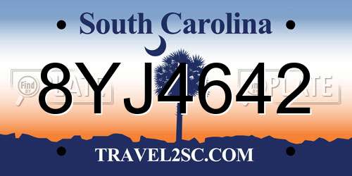 8YJ4642 South Carolina License Plate