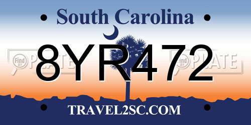 8YR472 South Carolina License Plate