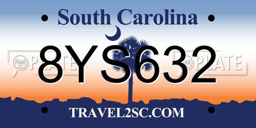 8YS632 South Carolina License Plate