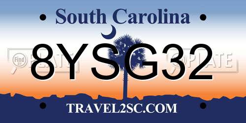 8YSG32 South Carolina License Plate