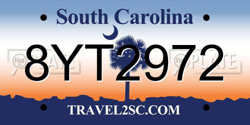 8YT2972 South Carolina License Plate