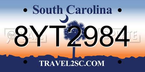 8YT2984 South Carolina License Plate