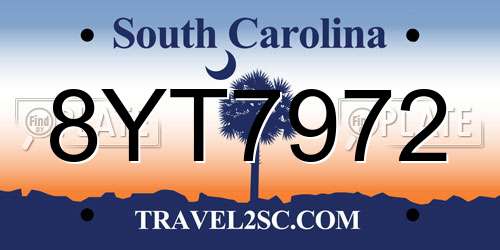 8YT7972 South Carolina License Plate
