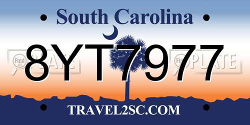 8YT7977 South Carolina License Plate