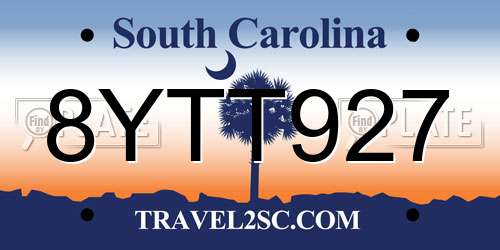 8YTT927 South Carolina License Plate
