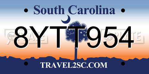 8YTT954 South Carolina License Plate