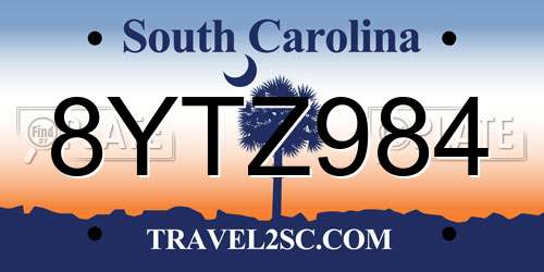 8YTZ984 South Carolina License Plate