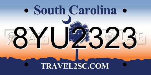 8YU2323 South Carolina License Plate