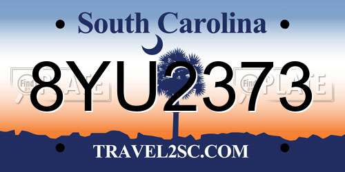 8YU2373 South Carolina License Plate