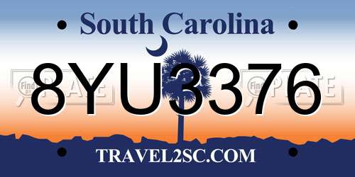 8YU3376 South Carolina License Plate