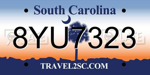 8YU7323 South Carolina License Plate