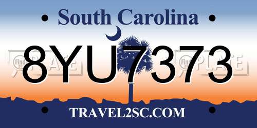 8YU7373 South Carolina License Plate