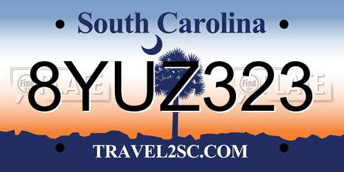 8YUZ323 South Carolina License Plate