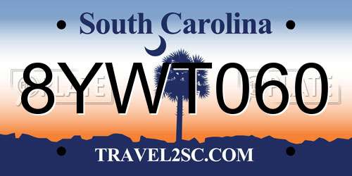 8YWT060 South Carolina License Plate