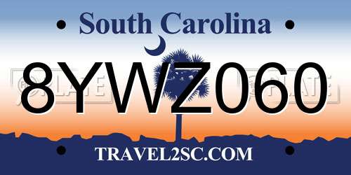 8YWZ060 South Carolina License Plate