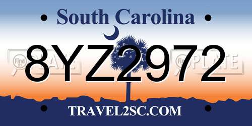 8YZ2972 South Carolina License Plate