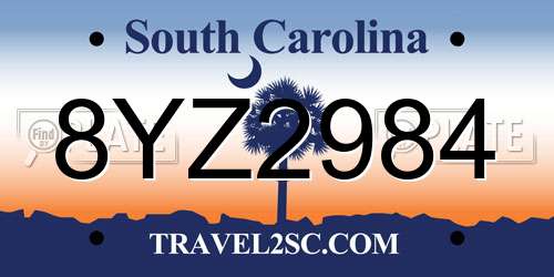 8YZ2984 South Carolina License Plate