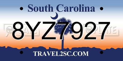 8YZ7927 South Carolina License Plate
