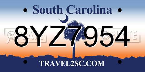 8YZ7954 South Carolina License Plate