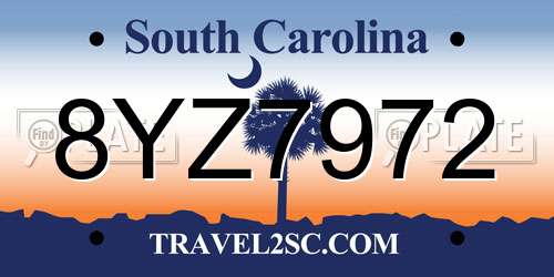 8YZ7972 South Carolina License Plate