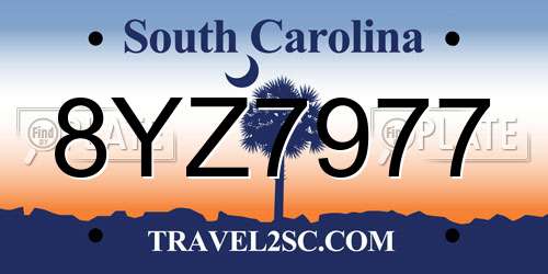 8YZ7977 South Carolina License Plate