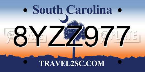 8YZZ977 South Carolina License Plate